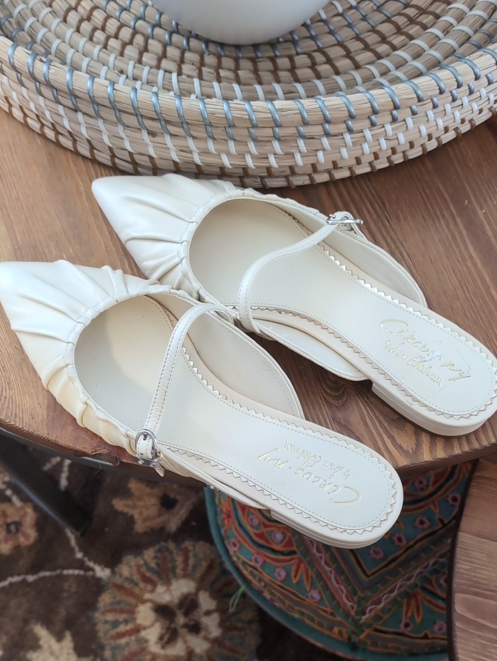 Circus by Sam Edelman Cream Pointed-Toe Slingback Mules